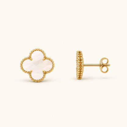 Boucles D'oreille Or/Blanc Nacré « Ambrine »