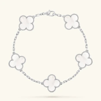 Bracelets Ambrine argenté nacre blanc