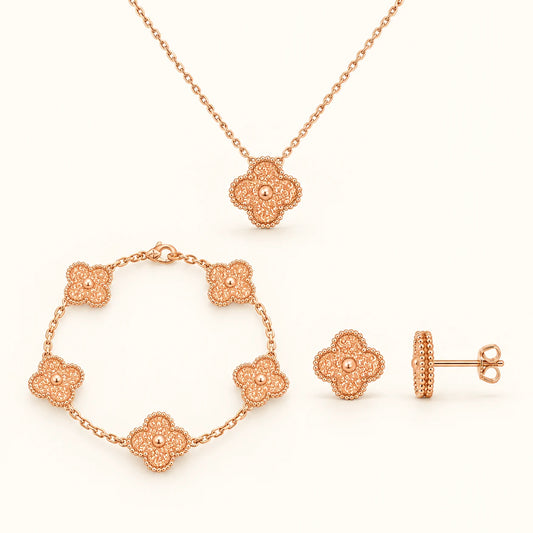Coffret N°4 Collier, bracelet boucles d'oreille Rose Gold