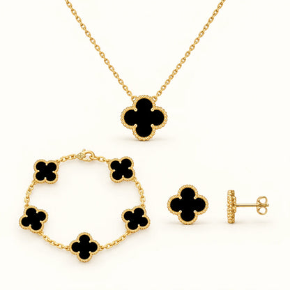 Coffret N°1 Bracelet,Collier et Boucles d'oreilles Noire