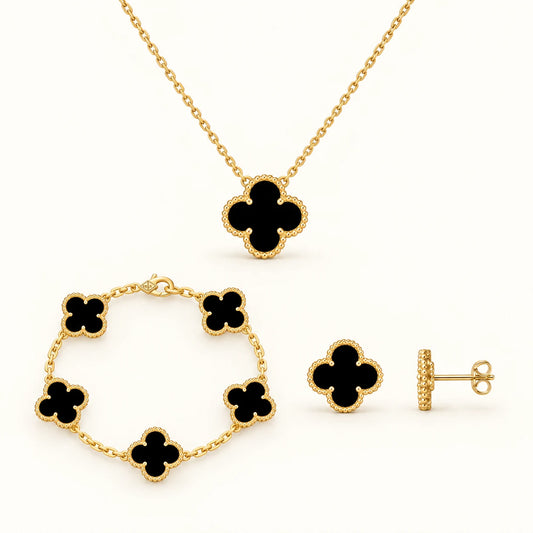 Coffret N°1 Bracelet,Collier et Boucles d'oreilles Noire