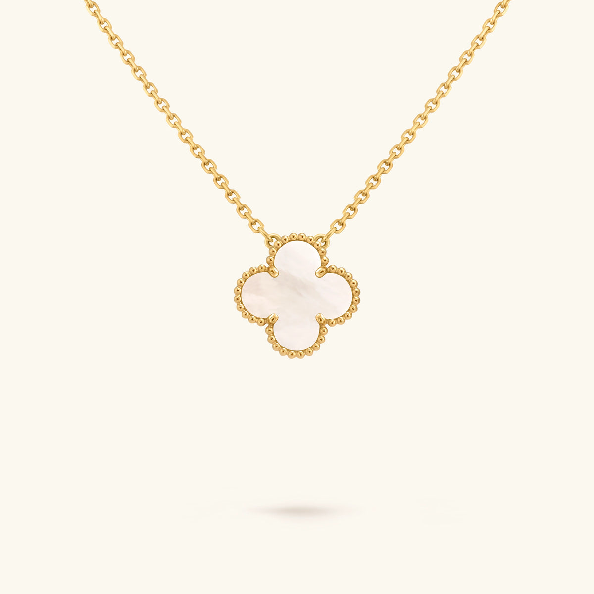 Collier Trèfle Doré/Nacré Blanche